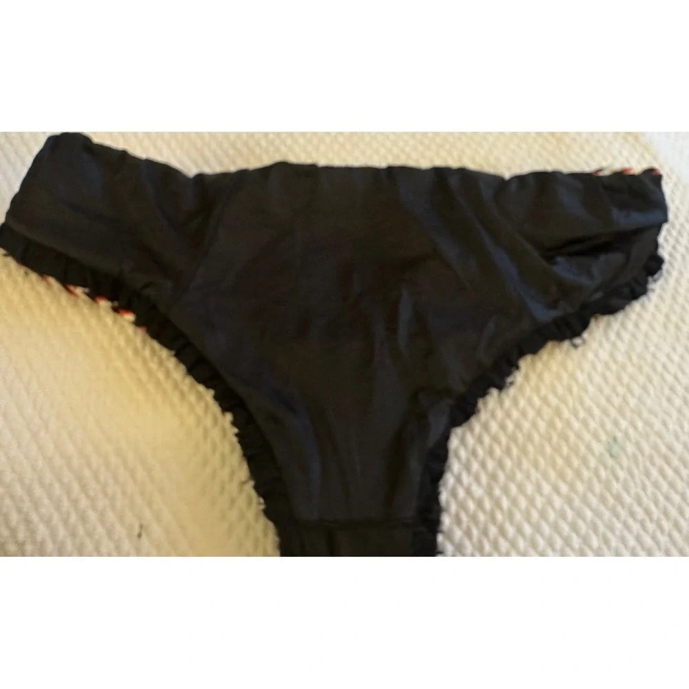 Beach‎ Bunny Bronze reversible Bikini Bottom L Zig Zag Red White Black Swim